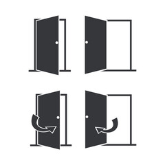 Bundle icon set of open door used in caution signs for "do not open the door" and "please close door" warnings © AndiPoe