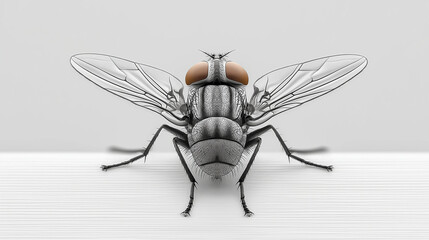 Housefly Faces Camera With Detailed Anatomy Insect Wings Demonstrate Biological Precision