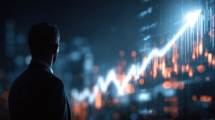 Naklejka premium Focused Individual Analyzing Complex Data Visualizations on a Wall in a Contemporary Office Environment with Reflective Thoughtful Mood and Professional Atmosphere