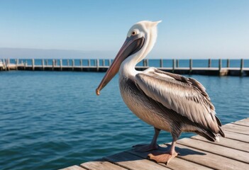 pelicans on the pier
