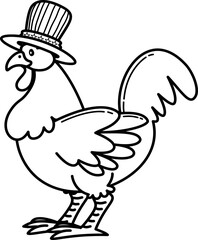 America patriotic day chicken outline doodle