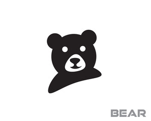 simple black bear panda profile art logo design template illustration inspiration