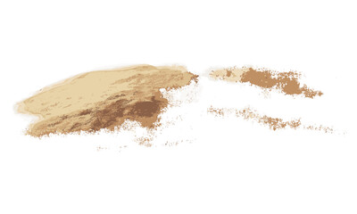 Scattered pile of desert sand, wavy isolated, white background, vector illustration, sandy dunes, desert texture, natural landscape, dry sand, minimalistic design, desert terrain.