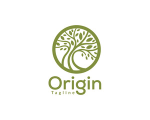 circle oaks tree art logo icon symbol design template illustration inspiration