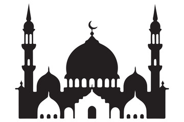 Silhouette of mosque and crescent moon islamic concept
