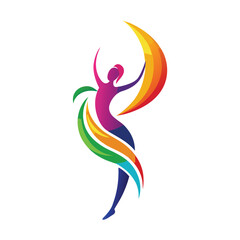 Naklejka premium dancing rainbow women