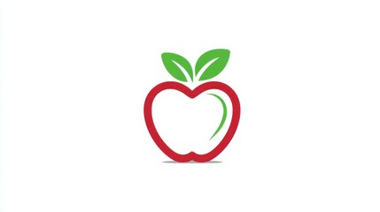 Fototapeta premium Red apple with green leaves representing health and nature
