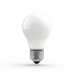 White Light Bulb Isolated on Clean White Background with Soft Shadow