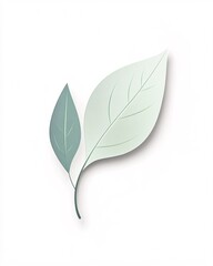 Minimalist Sage Green Leaf Sticker Illustration