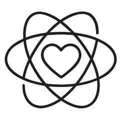 Atomic Heart Love Icon &ndash; Science and Emotion Line Art Symbol