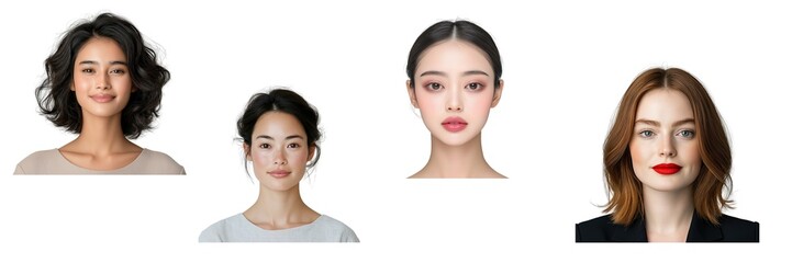 Beautiful Women Showcase Diverse Facial Features Portraits Reveal Stunning Female Beauty Worldwide