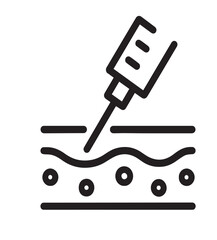 Skin Injection Icon – Line Art Style Symbol of Dermatology or Vaccine Procedure
