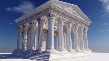 Obraz premium Classical Temple under a bright sky