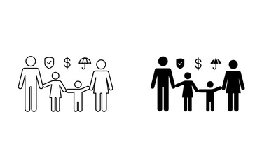 Vector illustration of family inside the house icon. Shelter for parents and children linear sign editable stroke