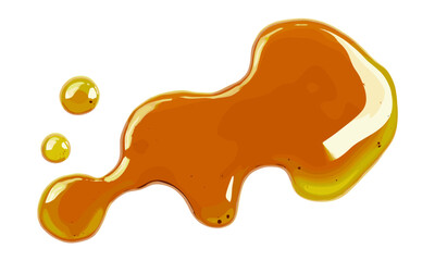 Spilled pumpkin oil puddle, isolated on white, top view, vector illustration, pumpkin seed, organic oil, healthy cooking oils, natural ingredients, pure oil, smooth texture.