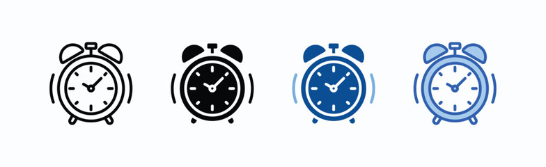 Alarm Clock Icon Sheet Multiple Style Collection Isolated Vector