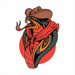 cowboy cobra tattoo vector design