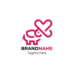 Cute elephant with heart logo designs concept. Elephant and heart shape on white background.