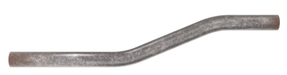 Bent Metallic Rod: A 3D render of a single, textured metal rod or pipe with a gradual bend in its...