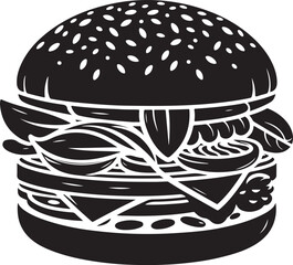Detailed Burger Silhouette Vector Art