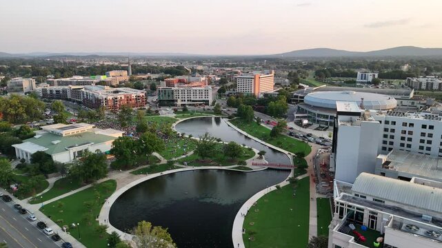 Aerial Drone Tour of Big Spring Park, Huntsville, Alabama