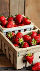 Fresh Red Strawberries in a Crate