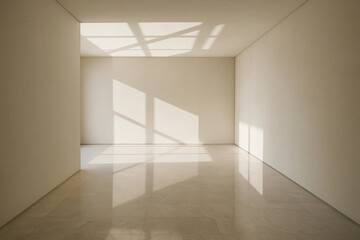 Fototapeta premium Large, empty room with a window that lets in sunlight