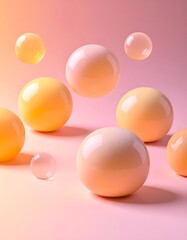 Floating Spheres on Pink Background