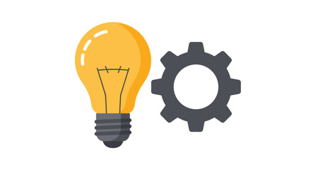 Light bulb and gear symbolizing innovation and creativity in technology