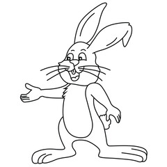Cute cartoon hand drawn vector funny rabbit outline.