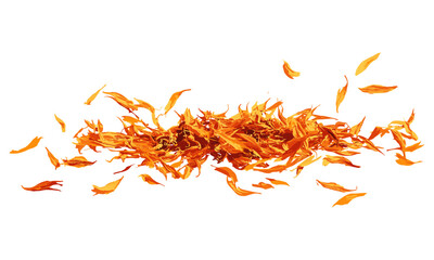 Safflower dry petals, exotic spice circle shape isolated on white, top view, vector illustration, botanical art, nature design, floral elements, minimalistic style, natural beauty.