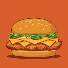 Colorful illustration of a delicious sandwich with fresh toppings on a vibrant background