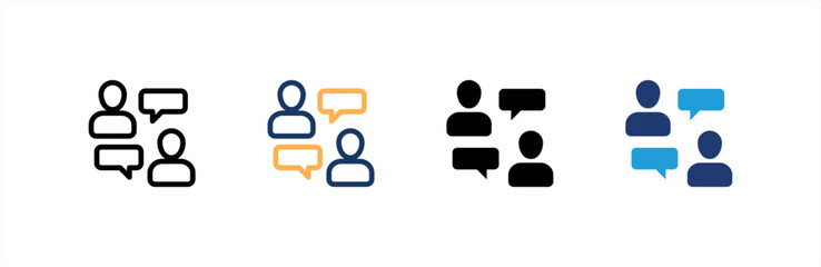 Discussion icon set multiple style collection. Vector illustration.