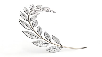 Elegant Silver Laurel Leaf Branch - Minimalist Transparent PNG