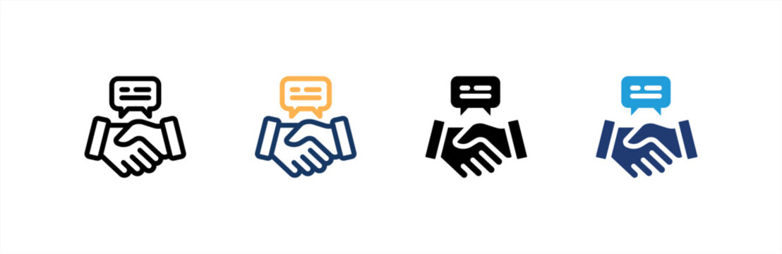 Handshake icon set multiple style collection. Vector illustration.