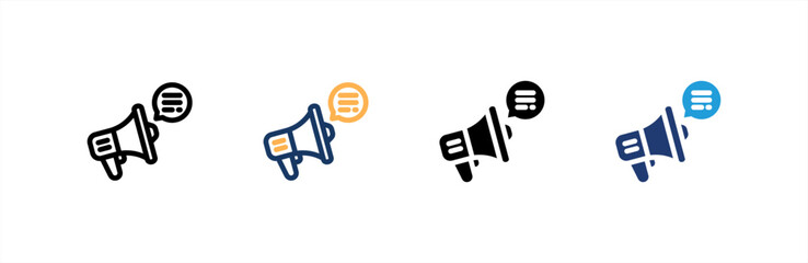 Megaphone icon set multiple style collection. Vector illustration.