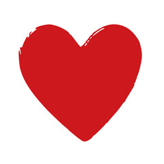 Red heart icon. Hand drawn heart illustration on white background