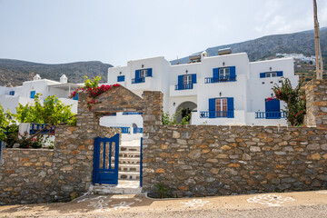 Typical Greek houses in traditional Cycladic style. Aegiali village, Amorgos island. Greece
