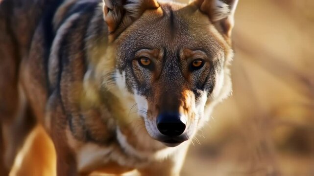 Maned Wolf Walking in the Brazilian Savannah at Sunset