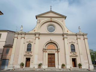 Historical Church  of Santa Maria Assunta and San Cristoforo and Buildings in Viadana Town Square,...