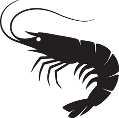 Simple Black Silhouette of a Shrimp