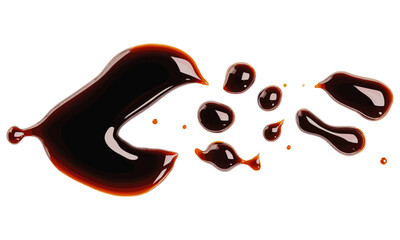 Spilled soy sauce, isolated on white, clipping, vector illustration, sauce splatter, food stain, food spill, condiment drop, messy kitchen, culinary art, kitchen decor.