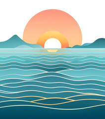 Sunset sea vector