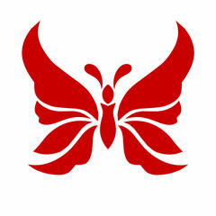 Red Butterfly Silhouette Logo Design with Elegant Wing Patterns