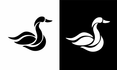 Elegant Duck Silhouette Logo in Contrast Style
