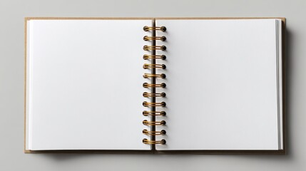 Ultra quality image of blank open notebook or ring binder against a transparent background, business stationery, school, art, or craft supply, viewed from above, flat lay for your.
