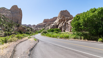 Route 24 through Capitol Reef National Park, Utah, USA