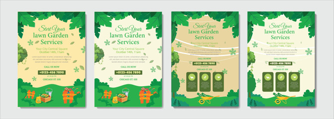 lawn care flyer design template. landscaping and gardening lawn care service flyer, poster, leaflet design lawnmower flyer template.
