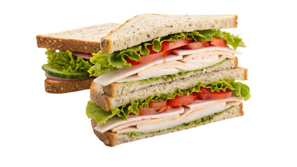 Delicious turkey club sandwich isolated on transparent background