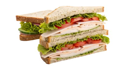 Papier peint photo Snack-bar Delicious turkey club sandwich isolated on transparent background  © mystique designs